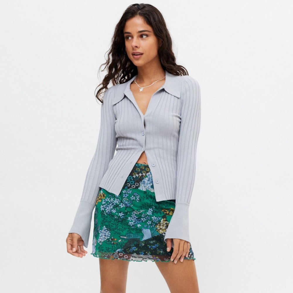 Urban Outfitters Green Floral Mini Skirt